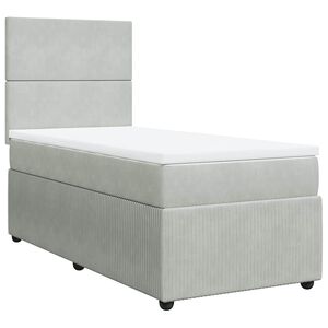 vidaXL Boxspring met matras fluweel lichtgrijs 80x200 cm
