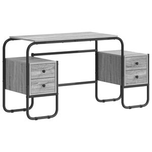 vidaXL Bureau met opbergruimte Grijs Sonoma 145 x 50 x 75 cm
