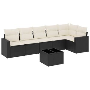 vidaXL 7-delige Loungeset met kussens poly rattan zwart