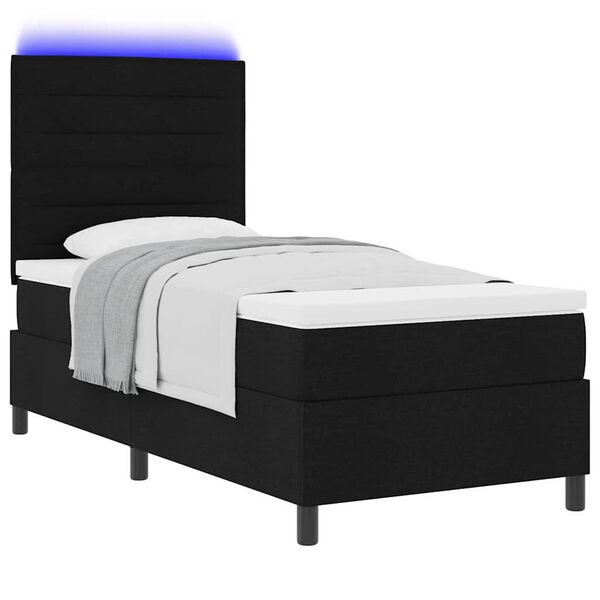 vidaXL Boxspring bed met matras met LED Zwart 90 x 190 cm Stof