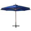 vidaXL Zweefparasol met paal 3,5x2,9 m massief vurenhout azuurblauw