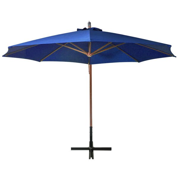 vidaXL Zweefparasol met paal 3,5x2,9 m massief vurenhout azuurblauw