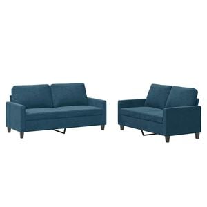 vidaXL 2-delige Loungeset met kussens fluweel blauw