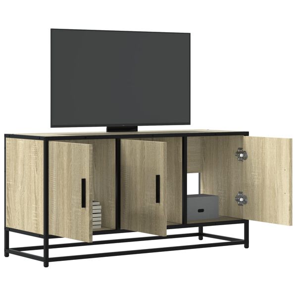 vidaXL Tv-meubel 100x35x50 cm bewerkt hout metaal sonoma eikenkleurig