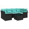 vidaXL Tuin Sofa Set met kussen 7 pcs Zwart poly rattan