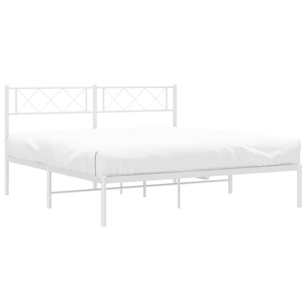 vidaXL Bedframe met hoofdbord metaal wit 140x190 cm