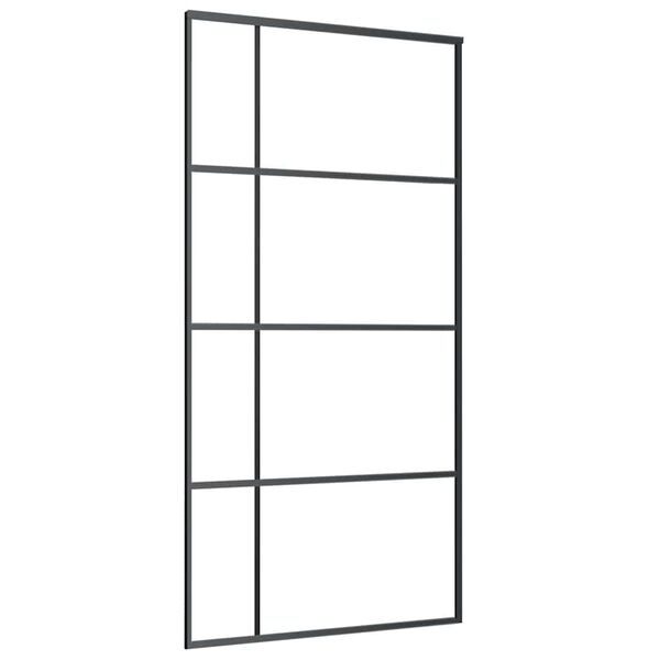vidaXL Schuifdeur 102,5x205 cm mat ESG-glas en aluminium zwart