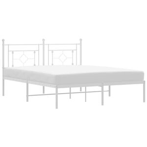 vidaXL Bedframe met hoofdbord metaal wit 150x200 cm
