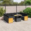 vidaXL 10-delige Loungeset met kussens poly rattan zwart