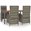 vidaXL 5-delige Tuinset met kussens poly rattan grijs