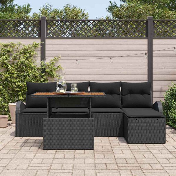 vidaXL Tuin Sofa Set met kussen 6 pcs Zwart