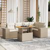 vidaXL 6-delige Loungeset met kussens poly rattan beige