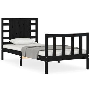 vidaXL Bedframe met hoofdbord massief hout zwart