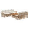 vidaXL Tuinbankenset 8 st Natuurlijk en Cr&egrave;me Wit poly rattan