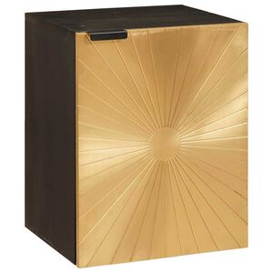 vidaXL Badkamerkast Zwart en Goud 38 x 33 x 48 cm Massief Mango Hout