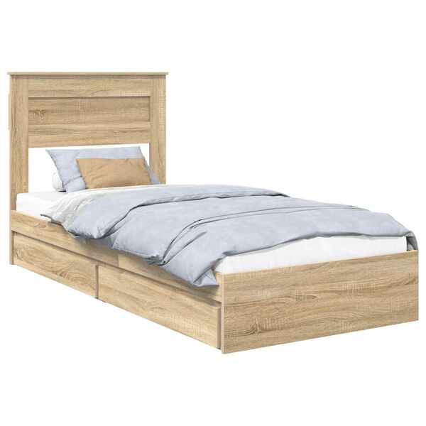 vidaXL Opslag bed met lade Sonoma Eiken 100 x 200 cm Bewerkt hout