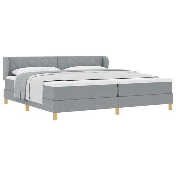 vidaXL Boxspringbed met matras Lichtgrijs 200 x 200 cm Stof