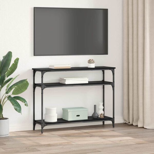 vidaXL Wandtafel met plank Zwart Eiken 100 x 29 x 75 cm Bewerkt hout