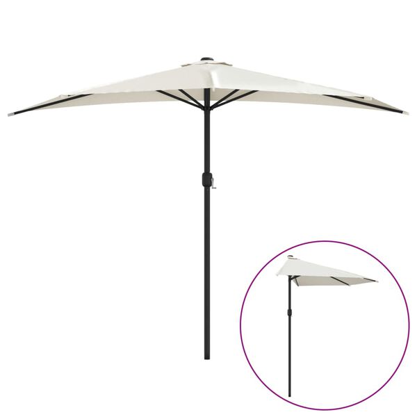 vidaXL Balkonparasol half met aluminium paal 300x155 cm zandkleurig
