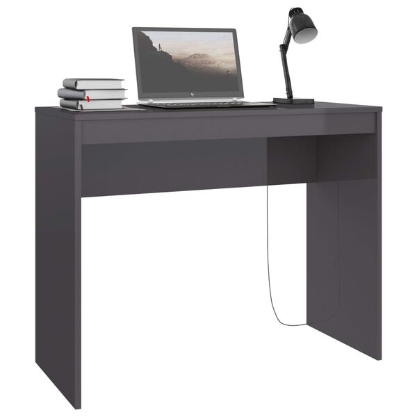 vidaXL Bureau 90x40x72 cm bewerkt hout hoogglans grijs