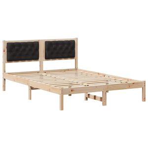 vidaXL Bedframe met hoofdeinde Zwart 140 x 190 cm Massief grenenhout