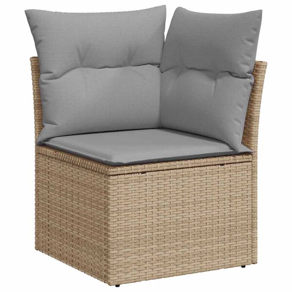 vidaXL Tuin Sofa Set met kussen met opslag 9 pcs Beige Poly riet