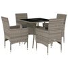 vidaXL 5-delige Tuinset met kussens poly rattan en glas grijs