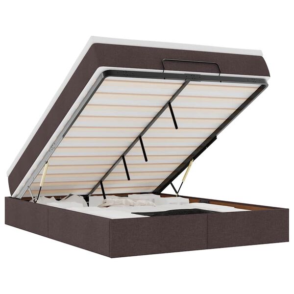 vidaXL Ottoman bed met matras 140x190cm stof donkerbruin