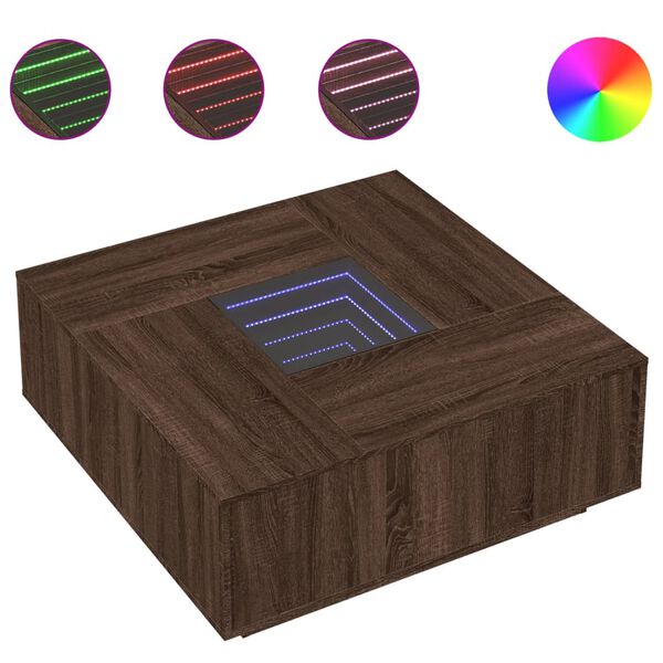 vidaXL Salontafel met Infinity LED 100x100x40 cm bruin eikenkleurig