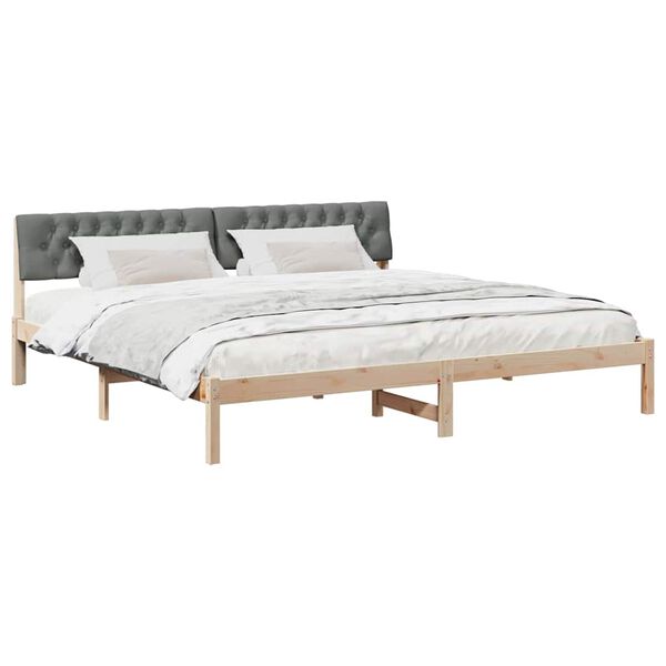 vidaXL Bedframe Bruin en donkergrijs 200 x 200 cm Massief grenenhout