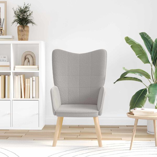vidaXL Fauteuil Lichtgrijs 62 x 67 x 95,5 cm Sherpa Stof
