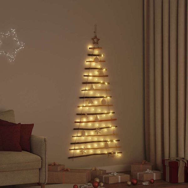 vidaXL Kerstboom met 80 LED Naturel 150 cm massief essenhout