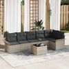 vidaXL Tuin Sofa Set met kussen met opslag 7 pcs Lichtgrijs Poly riet