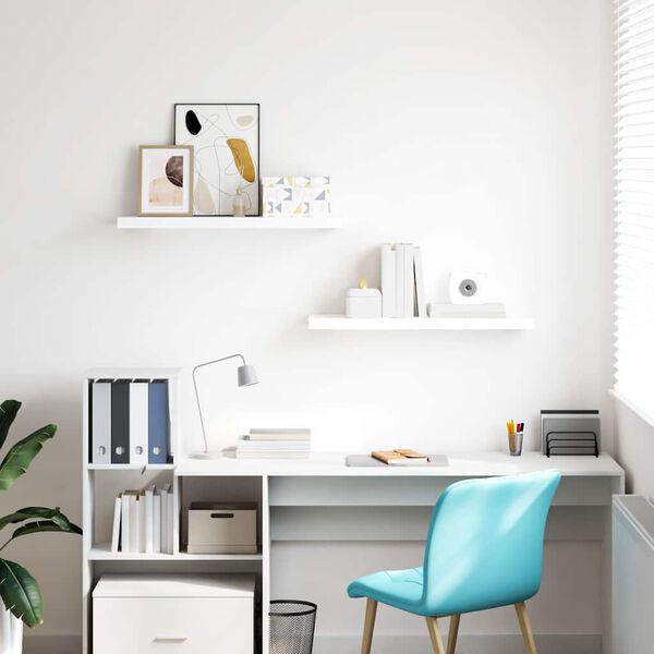 vidaXL Wandschappen zwevend 2 st 80x23,5x3,8 cm MDF hoogglans wit