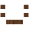 vidaXL 6-delige Tv-wandmeubelset met LED bewerkt hout bruineikenkleur