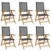 vidaXL Verstelbare klapstoelen, 6 stuks, zwart, van polyrotan en massief hout.