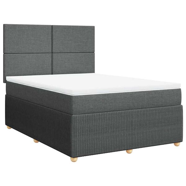 vidaXL Boxspring met matras stof donkergrijs 140x190 cm