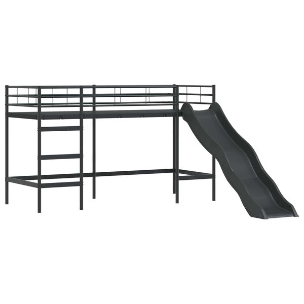 vidaXL Kinder loft bedframe met glijbaan Zwart en Anthraciet