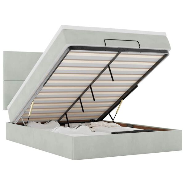 vidaXL Ottoman bed met matrassen 140x190cm fluweel lichtgrijs