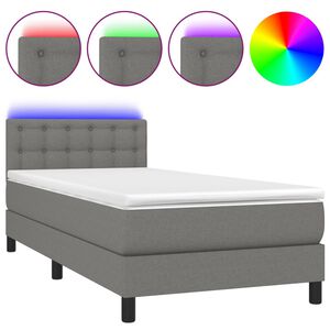 vidaXL Boxspring met matras en LED stof donkergrijs 80x200 cm