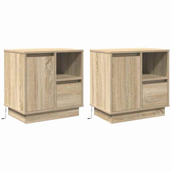 vidaXL Nachtkastje 2 pcs Sonoma Eiken 50 x 34,5 x 50 cm. Bewerkt hout