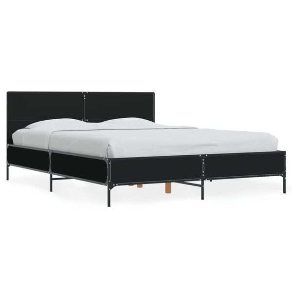 vidaXL Bedframe bewerkt hout metaal zwart 120x190 cm