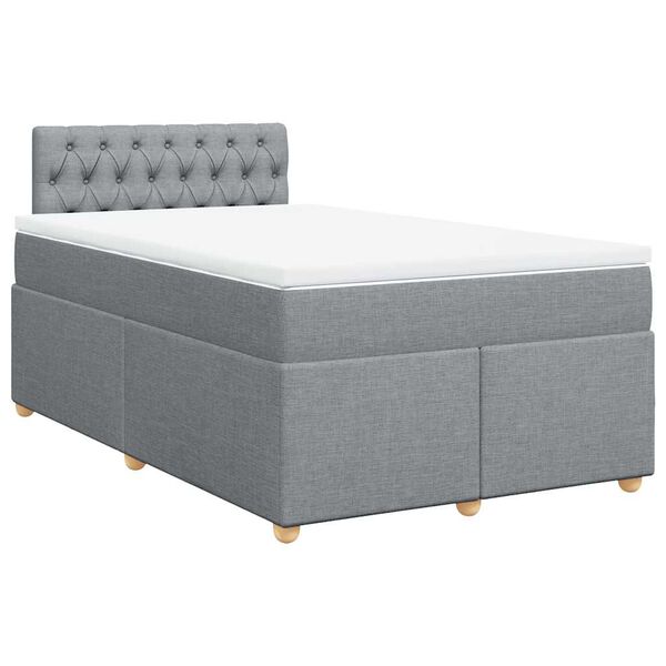 vidaXL Boxspring met matras stof lichtgrijs 120x190 cm