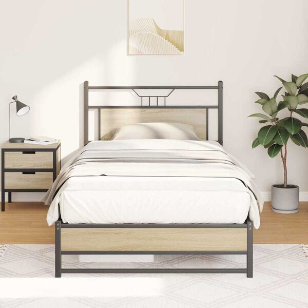 vidaXL Bedframe zonder matras hout sonoma eikenkleurig 100x200 cm