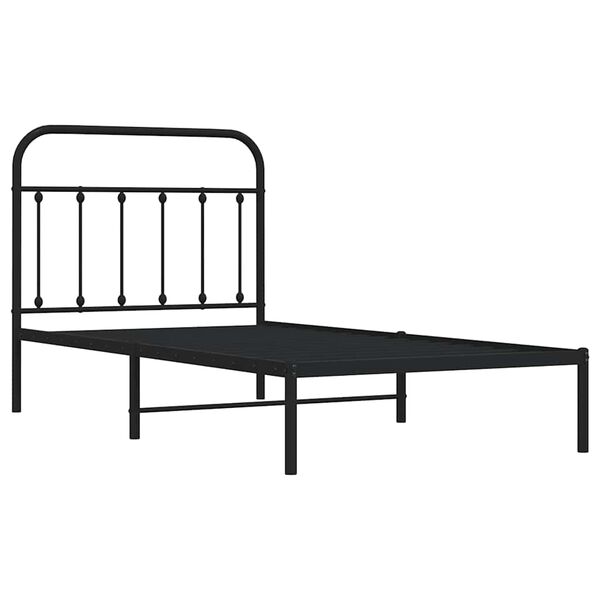 vidaXL Bedframe met hoofdbord metaal zwart 100x190 cm