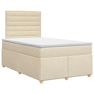 vidaXL Boxspringbed met matras Cr&egrave;mekleurig 120 x 190 cm Stof