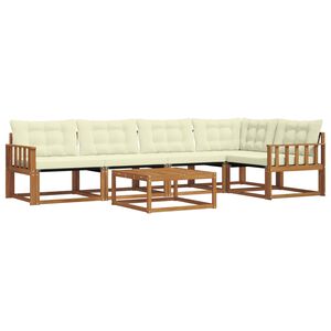 vidaXL Buiten bankenset met kussen 6 pcs Natuurlijk en Cr&egrave;me