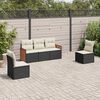 vidaXL 5-delige Loungeset met kussens poly rattan zwart