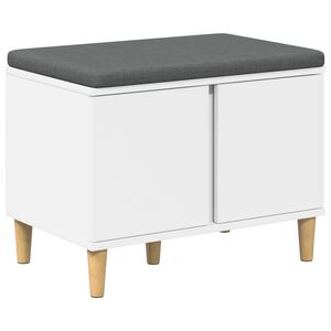 vidaXL Halbank Wit 60 x 38 x 46 cm Bewerkt hout en stof