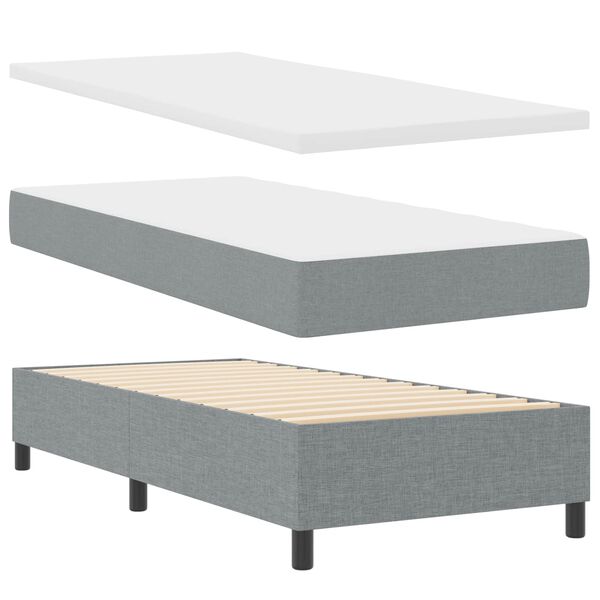 vidaXL Boxspring bed met matras met LED Lichtgrijs 90 x 200 cm Stof